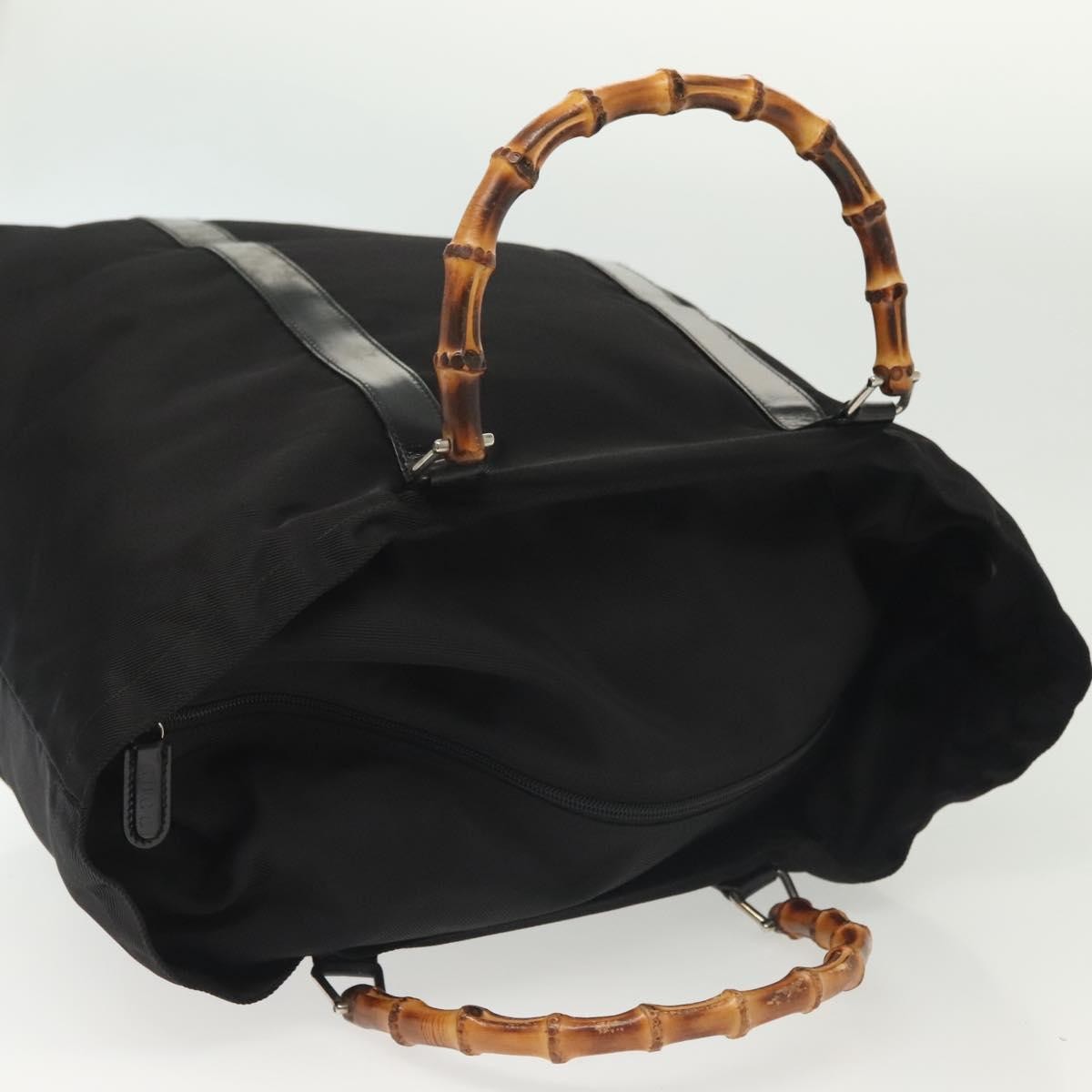 Gucci Bamboo Daily Tote Leather, Black, Nylon, Tote Bag