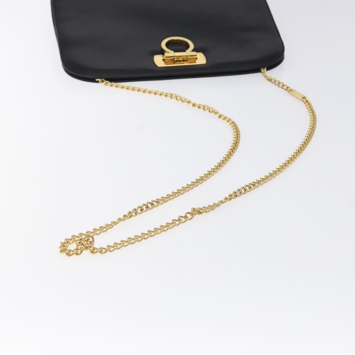 Salvatore Ferragamo Vintage Gancini Chain Shoulder Bag Leather, BLACK, LEATHER, Shoulder bag