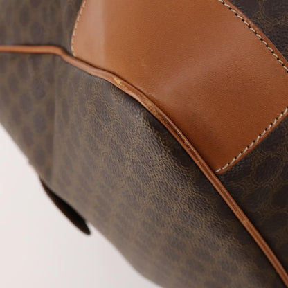 Celine Vintage Duffle Bag Canvas and Leather, Brown, Canvas, Travel Bag