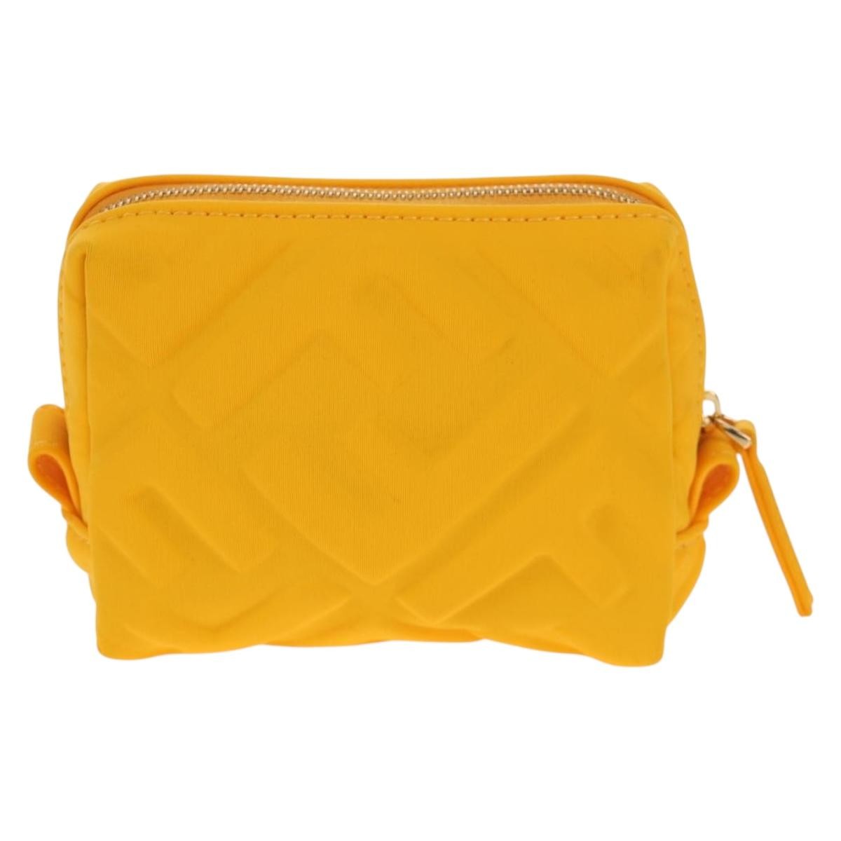 Fendi FF Logo Pouch Nylon, GOLD, NYLON, Clutche & pouche