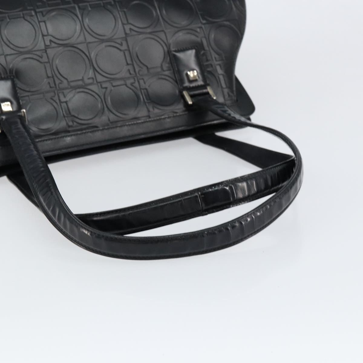 Salvatore Ferragamo Gancini Tote Leather, BLACK, LEATHER, Tote bag