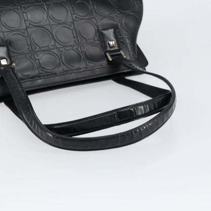 Salvatore Ferragamo Gancini Tote Leather, BLACK, LEATHER, Tote bag