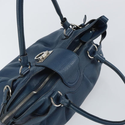 Salvatore Ferragamo Gancini handbag Leather, BLUE, LEATHER, Handbag