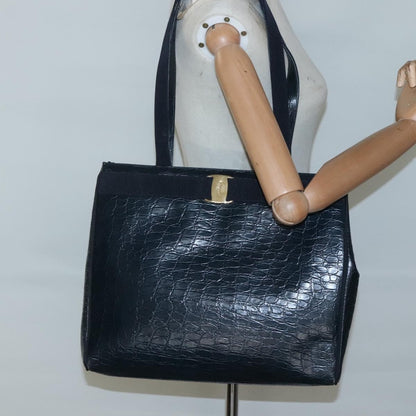 Salvatore Ferragamo Vara shoulder Bag Leather, NAVY, LEATHER, Shoulder bag