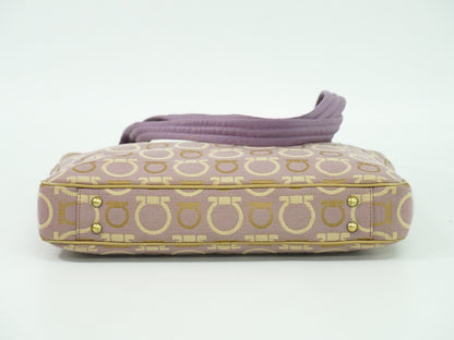 Salvatore Ferragamo Gancini Shoulder Bag Canvas, PURPLE, CANVAS, Shoulder bag