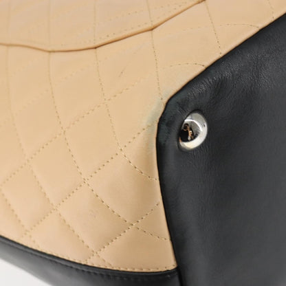 Chanel Cambon Tote Quilted Leather, BEIGE, LEATHER, Tote bag