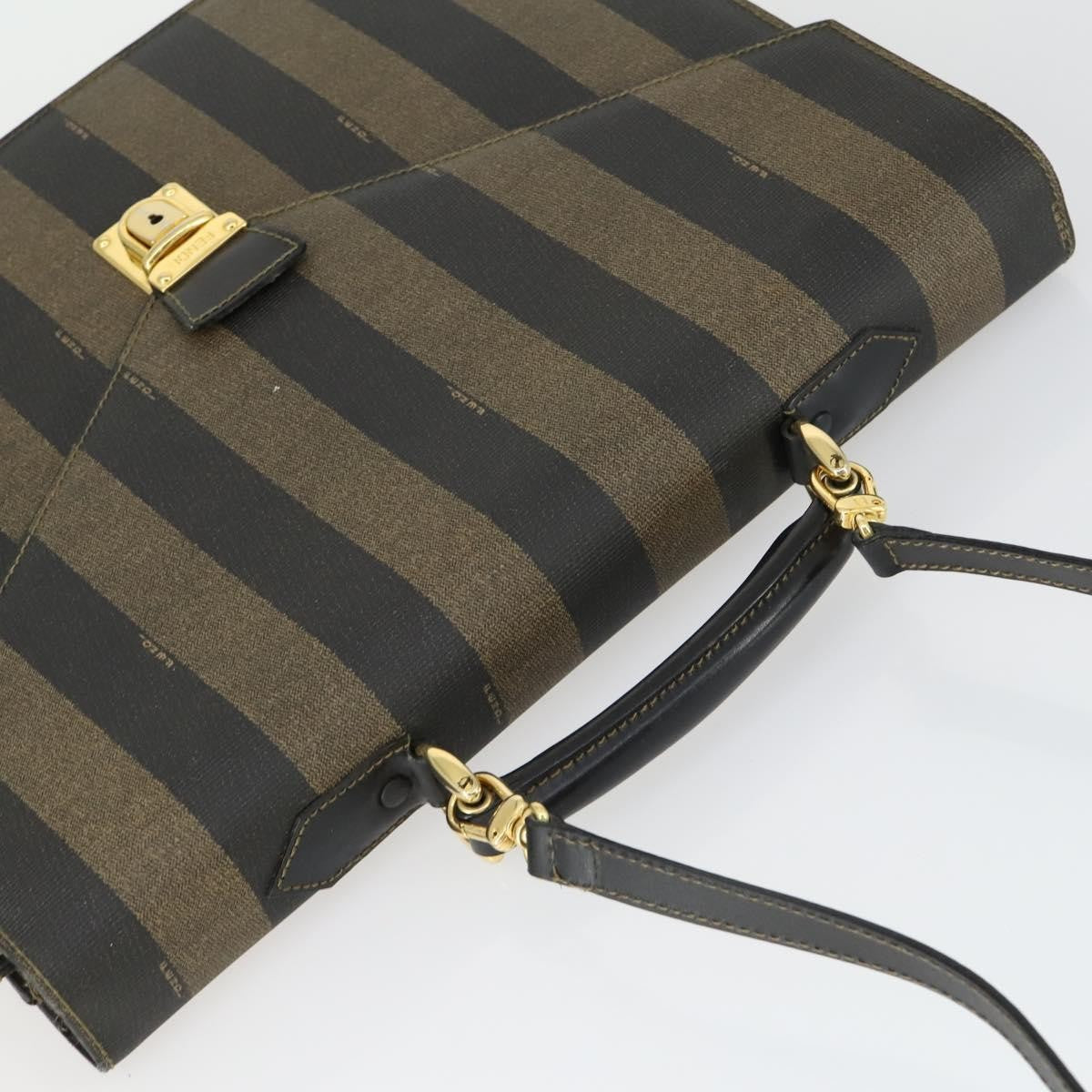 Fendi Vintage Pequin Briefcase Bag Coated Canvas, BROWN, CANVAS, Briefcase