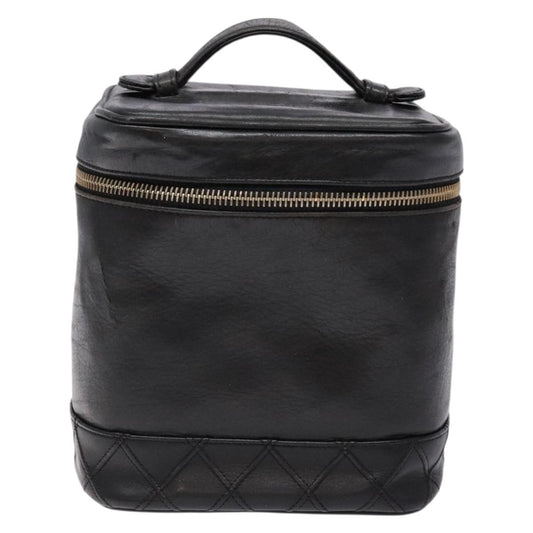 Chanel Vanity pouch Leather, BLACK, LEATHER, Toiletry Case