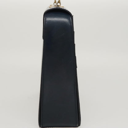Celine Circle Logo Handbag Leather, NAVY, LEATHER, Handbag