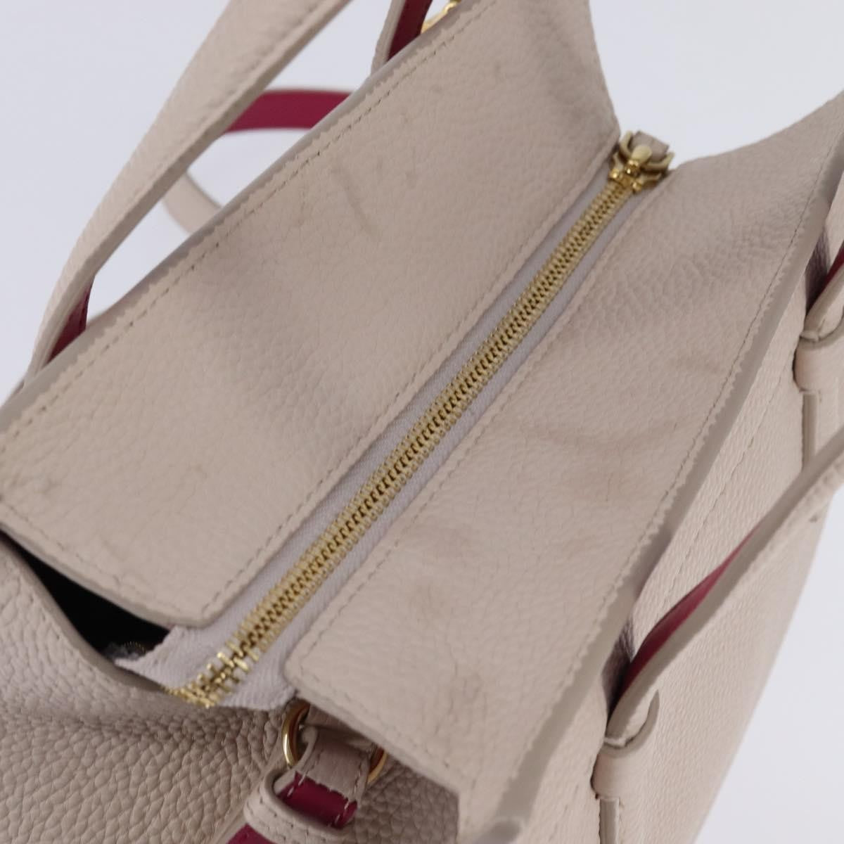 Salvatore Ferragamo Amy Tote Pebbled Leather, BEIGE, LEATHER, Handbag