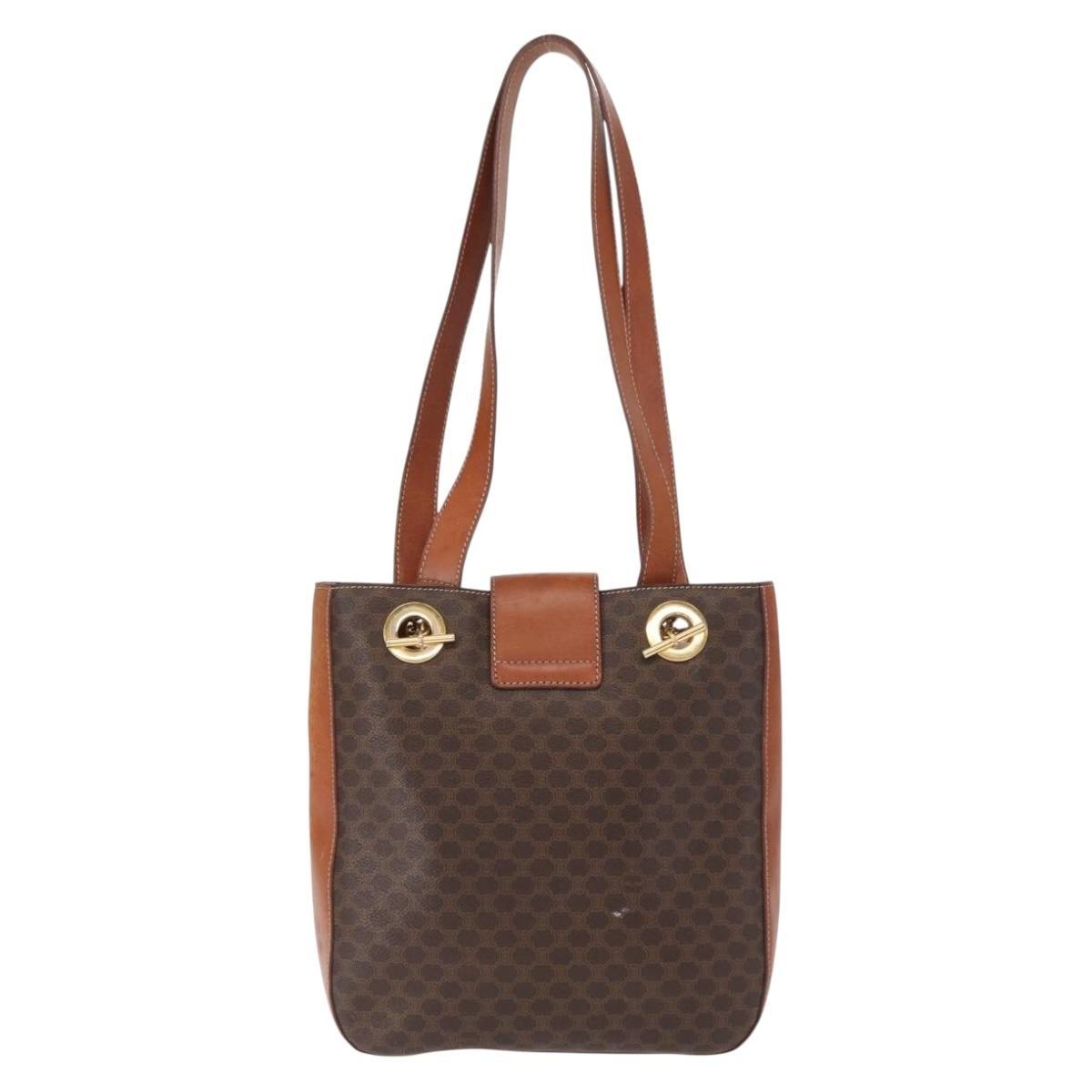 Celine Vintage Macadam Shoulder Bag Canvas and Leather, BROWN, CANVAS, Shoulder bag