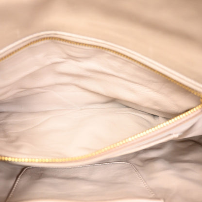 Prada Turnlock Shoulder Bag Nappa Gaufre, Beige, Leather, Shoulder Bag