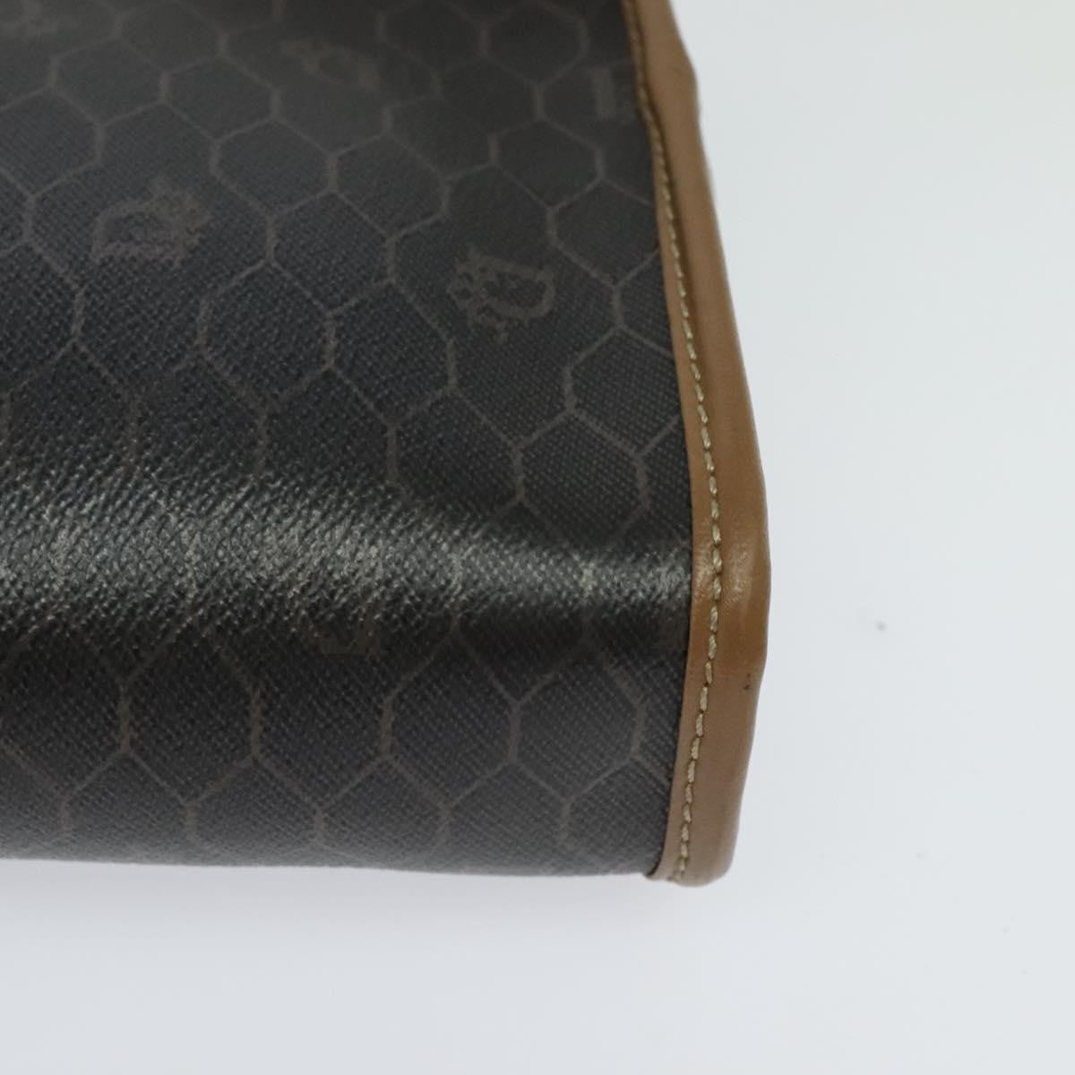 Christian Dior Vintage Honeycomb Zip Pouch Canvas and Leather, Black, Canvas, Clutch