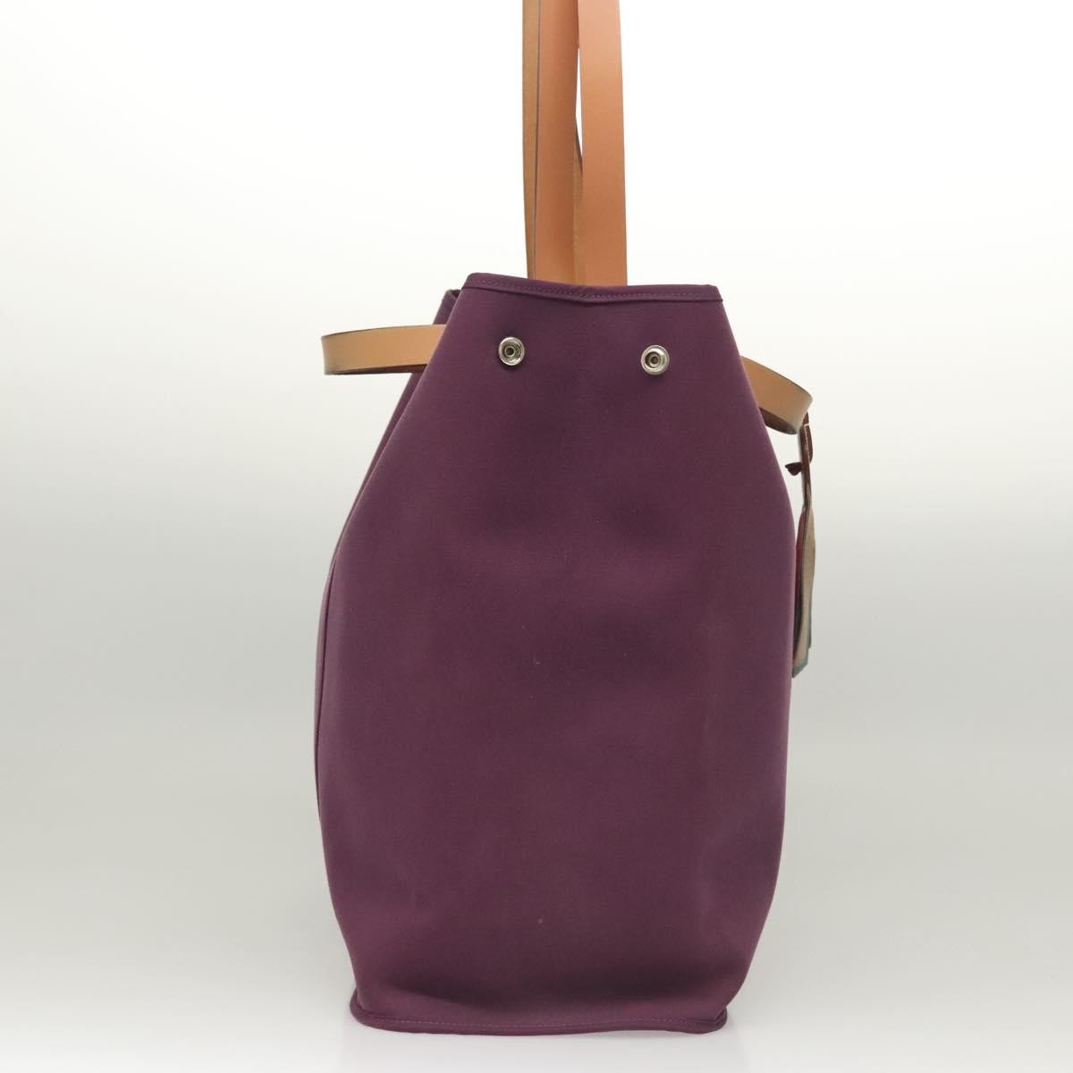 Hermes Cabag Handbag Toile and Leather, PURPLE, CANVAS, Tote bag