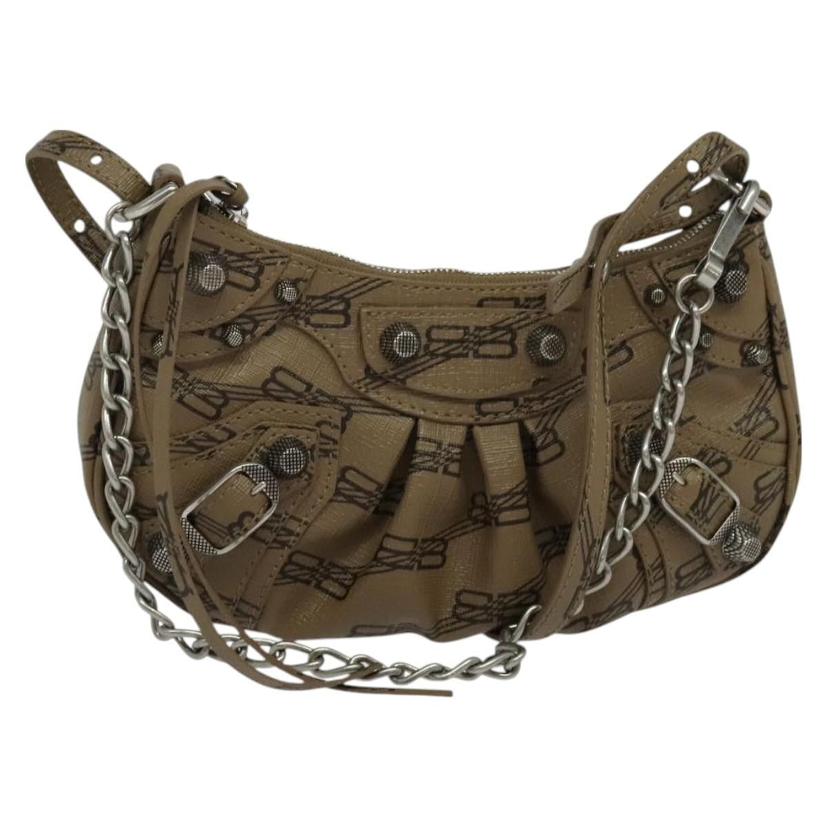 Balenciaga Le Cagole Giant Studs Chain Shoulder Bag Leather, BEIGE, LEATHER, Shoulder bag