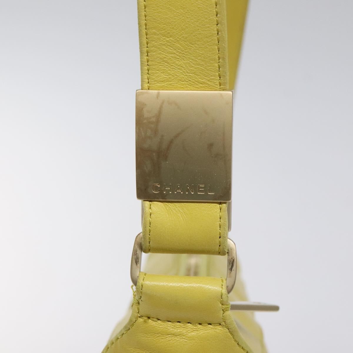 Chanel Chocolate Bar CC Shoulder Bag Quilted Leather, YELLOW, LEATHER, Shoulder bag