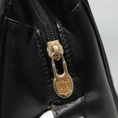Celine Circle Logo Handbag Leather, BLACK, LEATHER, Handbag