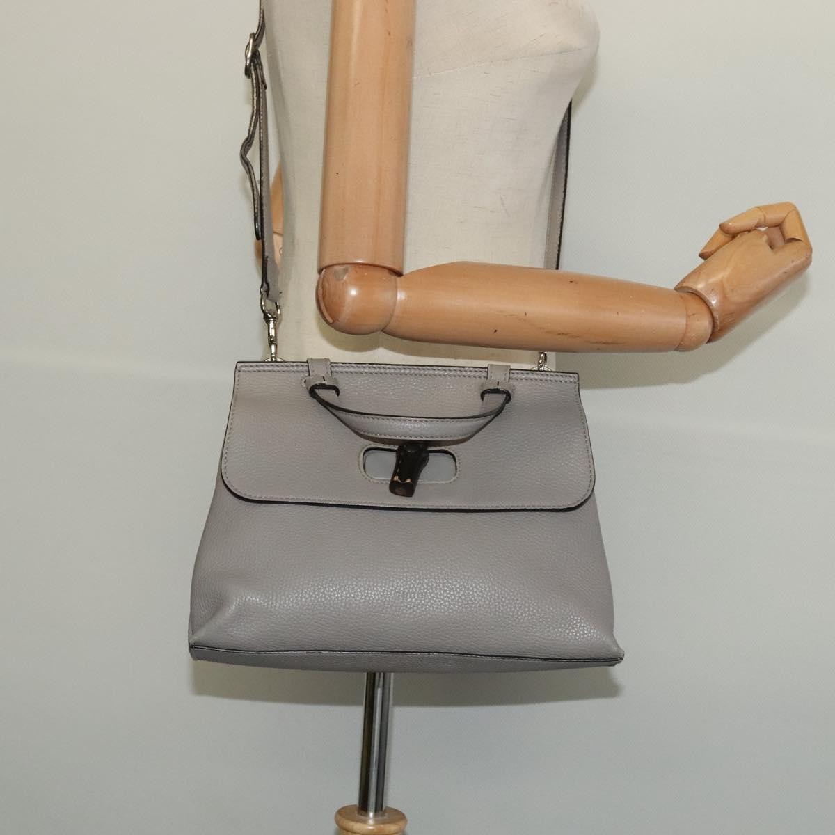 Gucci Bamboo Daily Top Handle Bag Leather, GRAY, LEATHER, Handbag