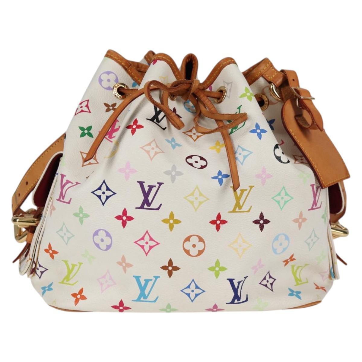 Louis Vuitton Petit Noe Handbag Monogram Multicolor, WHITE, CANVAS, Handbag