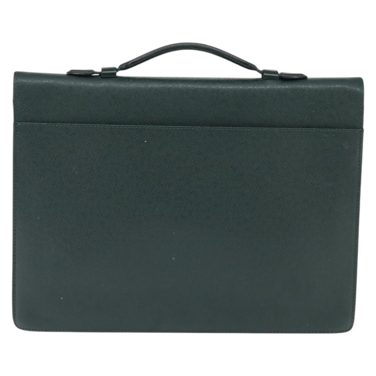 Louis Vuitton Serviette Kourad Briefcase Taiga Leather, GREEN, LEATHER, Briefcase