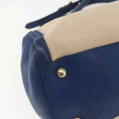 Prada Cuir Frame Convertible Tote Canvas and Saffiano Leather, BEIGE, CANVAS, Tote bag
