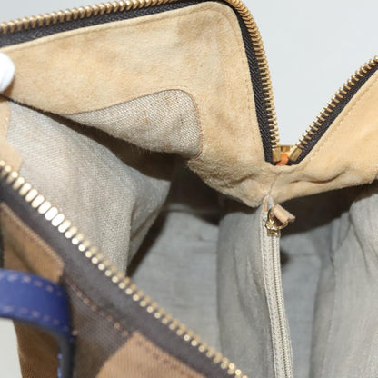 Fendi Pequin 2Bag Canvas and Leather, BROWN, CANVAS, Shoulder bag