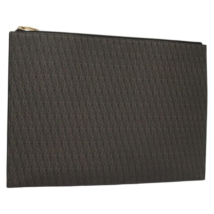 Saint Laurent Zip Pouch Monogram Canvas, BROWN, PVC, Clutche & pouche