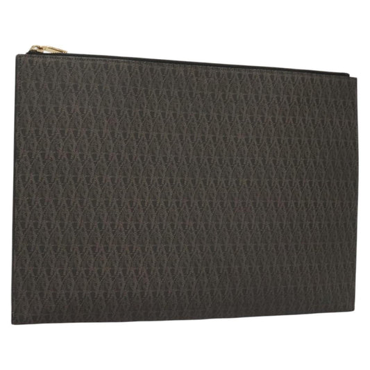 Saint Laurent Zip Pouch Monogram Canvas, BROWN, PVC, Clutche & pouche