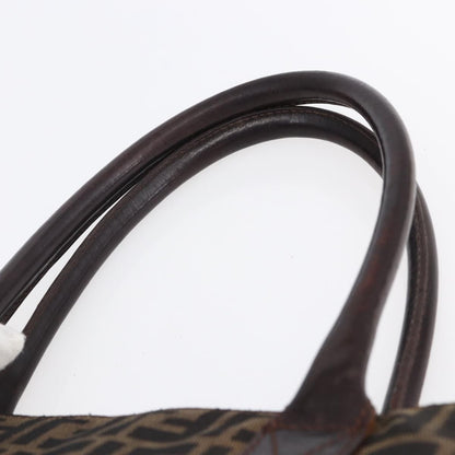 Fendi Vintage Open Tote Zucca Canvas with Leather, BLACK, CANVAS, Tote bag