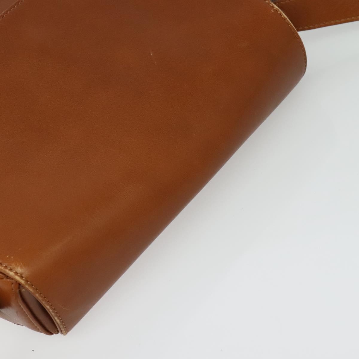 Celine Vintage Circle Logo Crossbody Bag Leather, BROWN, LEATHER, Crossbody bag