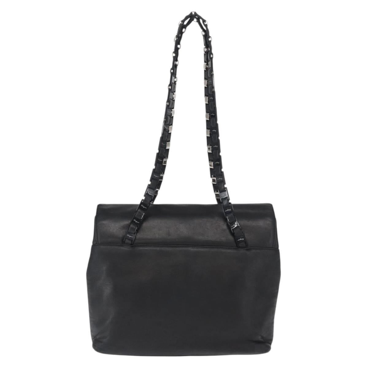 Salvatore Ferragamo Vintage Shoulder Bag Leather, BLACK, LEATHER, Shoulder bag