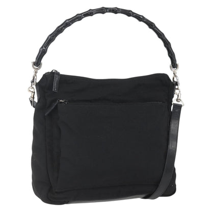 Gucci Vintage Bamboo Shoulder Bag Nylon, BLACK, NYLON, Shoulder bag