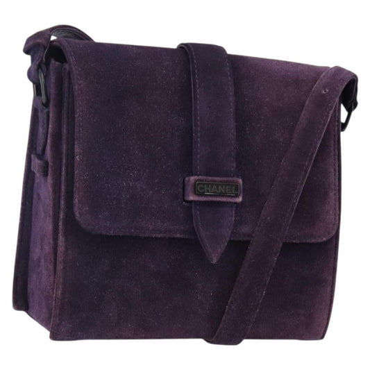 Chanel Flap Clutch Shearling, PURPLE, SUEDE, Clutche & pouche
