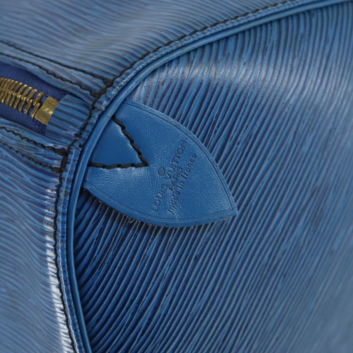 Louis Vuitton Keepall Bag Epi Leather, BLUE, LEATHER, Travel bag