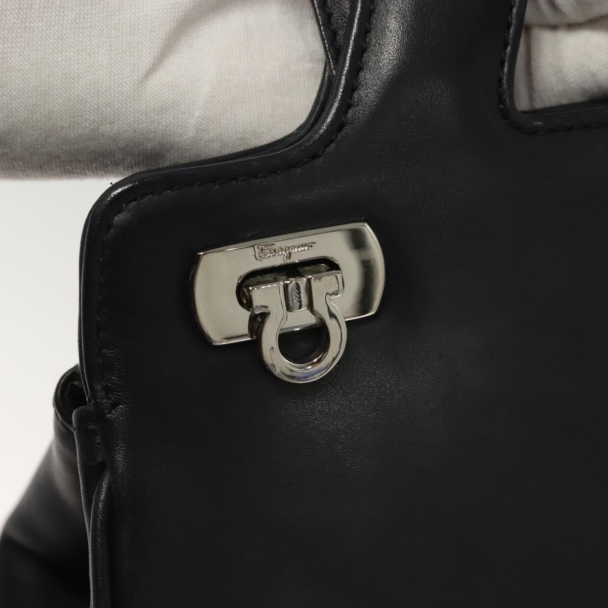 Salvatore Ferragamo Soft W Tote Leather, BLACK, LEATHER, Tote bag