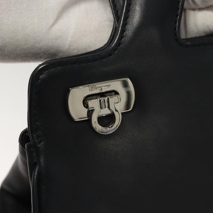 Salvatore Ferragamo Soft W Tote Leather, BLACK, LEATHER, Tote bag