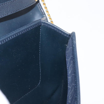 Christian Dior Vintage Chain Flap Shoulder Bag Leather, NAVY, LEATHER, Shoulder bag