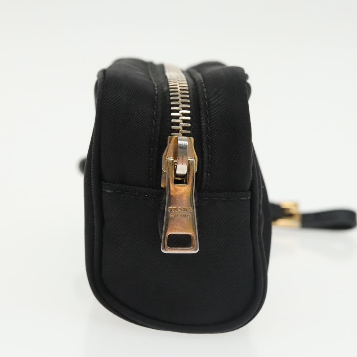 Prada Wristlet Zip Pouch Tessuto, BLACK, NYLON, Clutche & pouche