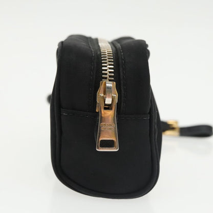 Prada Wristlet Zip Pouch Tessuto, BLACK, NYLON, Clutche & pouche