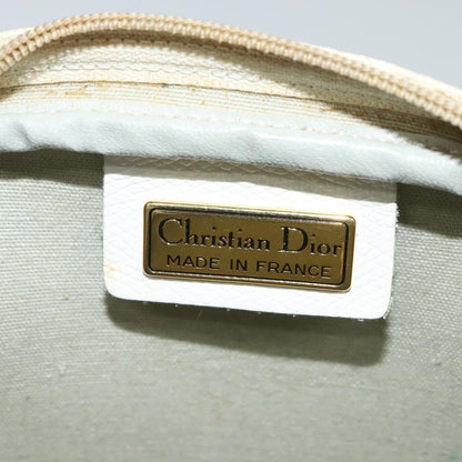 Christian Dior Vintage Honeycomb Zip Pouch Coated Canvas, WHITE, LEATHER, Clutche & pouche