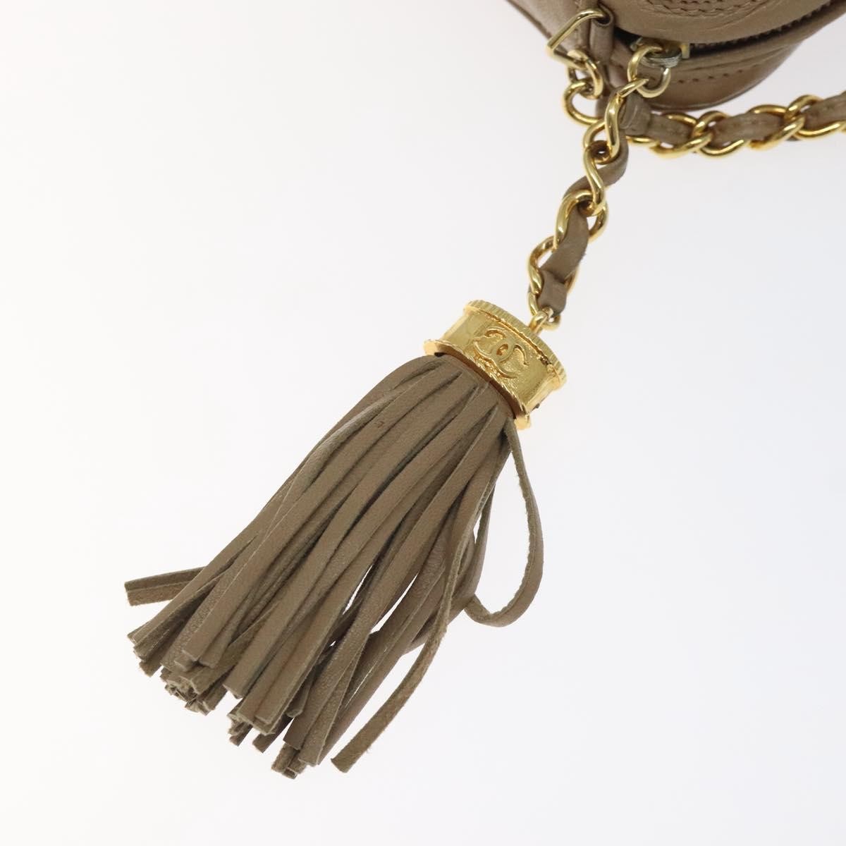 Chanel Vintage Camera Tassel Bag Lambskin, BEIGE, LEATHER, Crossbody bag