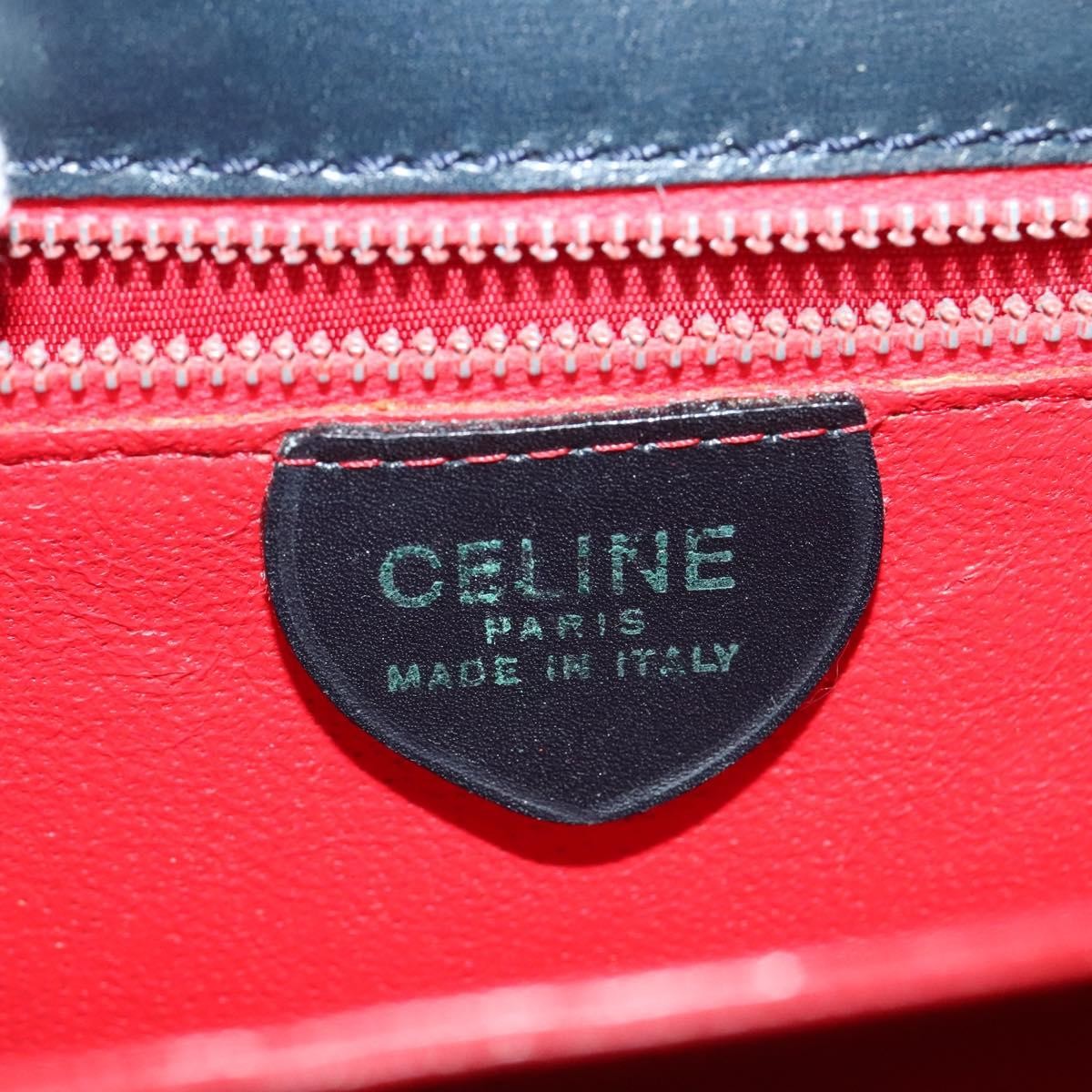 Celine Circle logo Leather, NAVY, LEATHER, Shoulder bag