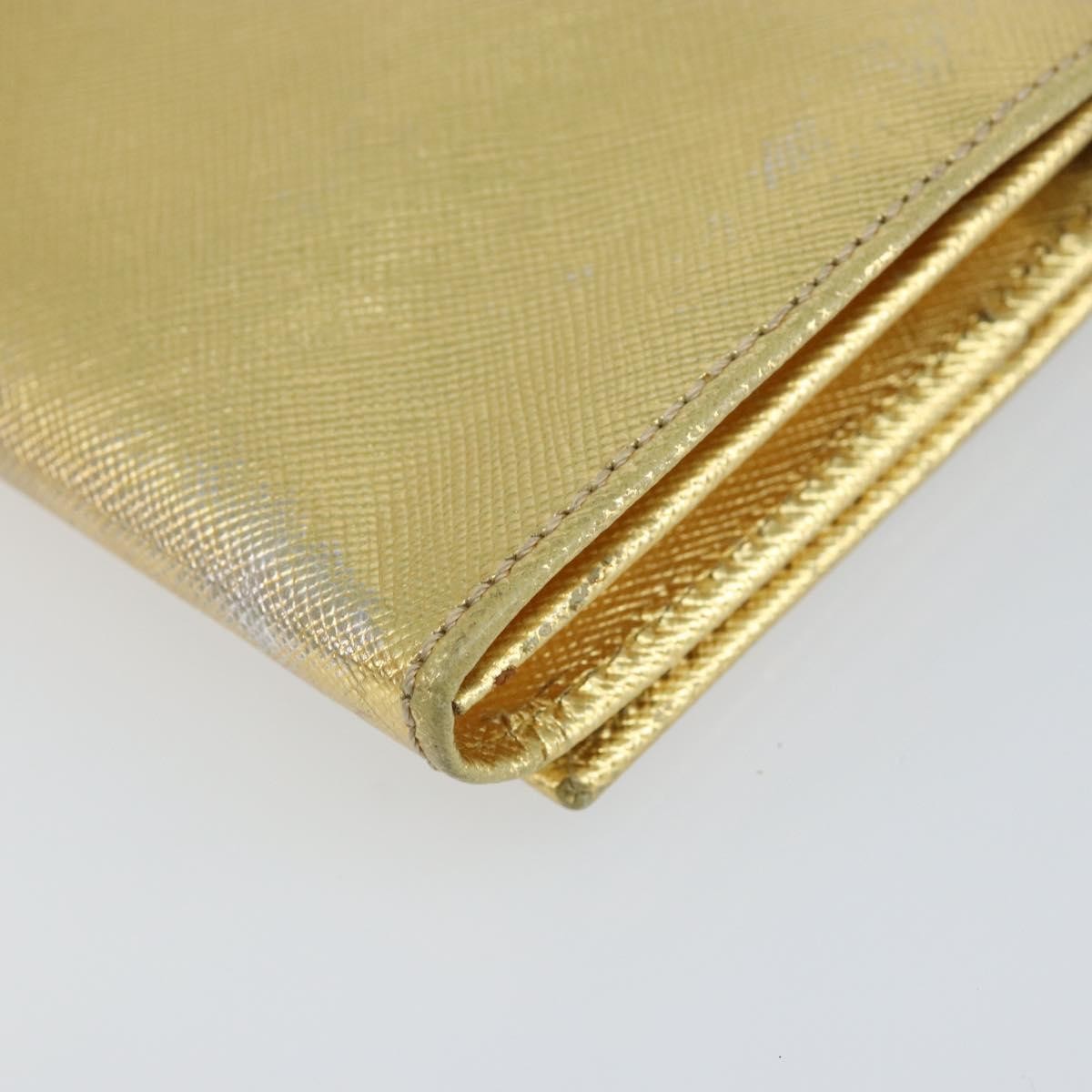 Prada Continental Wallet Saffiano Leather, GOLD, LEATHER, Wallets