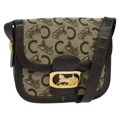 Celine C Sulky Shoulder bag Canvas and Leather, BEIGE, CANVAS, Shoulder bag