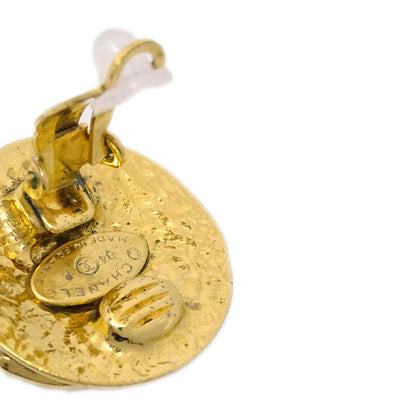 Chanel Vintage CC Round Clip-On Earrings Metal, GOLD, GOLD_PLATED, Earrings