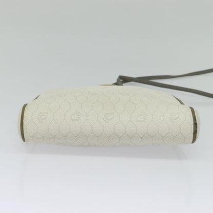 Christian Dior Vintage Honeycomb Zip Pouch Coated Canvas, WHITE, LEATHER, Clutche & pouche