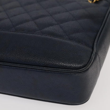 Chanel Vintage Shoulder Bag Leather, Navy, Leather, Shoulder Bag