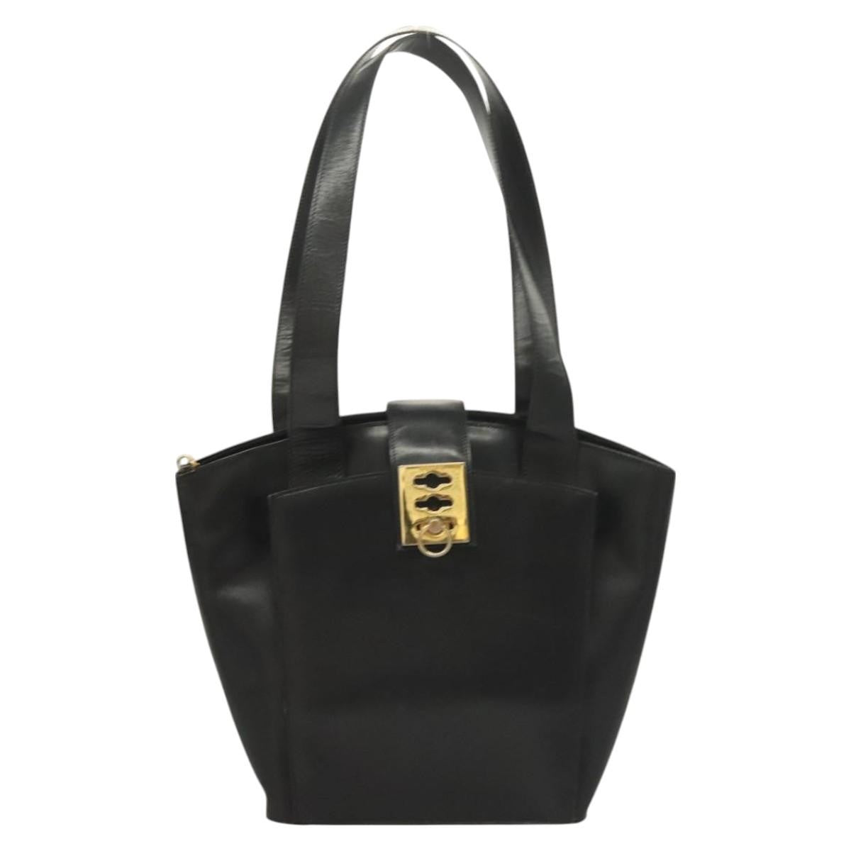 Celine Shoulder Bag Leather, BLACK, LEATHER, Shoulder bag