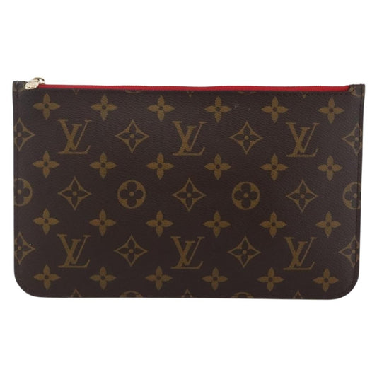 Louis Vuitton Neverfull Pochette Monogram Canvas, BROWN, CANVAS, Tote bag
