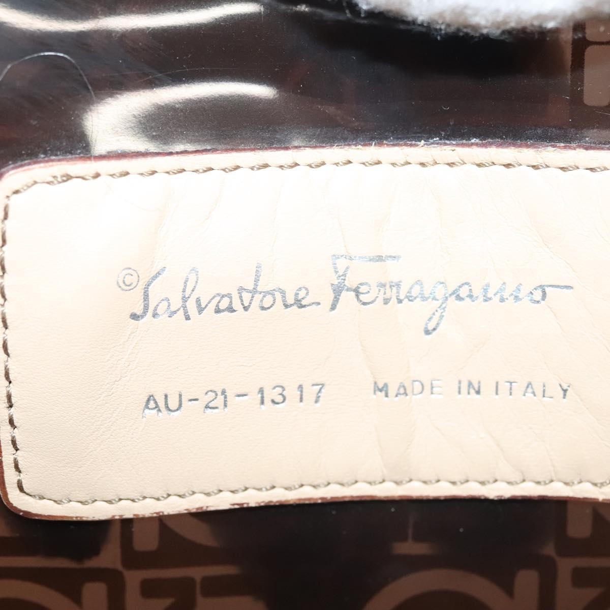 Salvatore Ferragamo Gancini Tote Vinyl, BROWN, SYNTHETIC, Tote bag